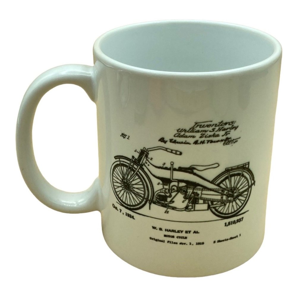 Harley-Davidson Motorcycle W. S. Harley 1924 Patent Art Mug White Coffee Cup